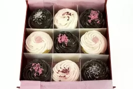 9 Tickled Pink Chocolate Cupcakes Gift Boxed