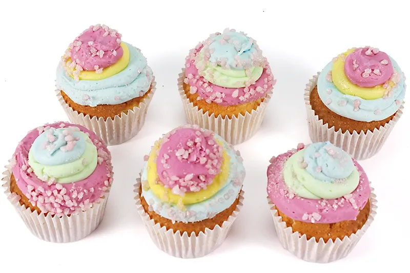 Satin Finish Rainbow Cupcakes - Box of 6