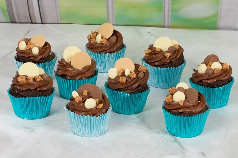 Chocolate Buttons and Fudge Cupcakes