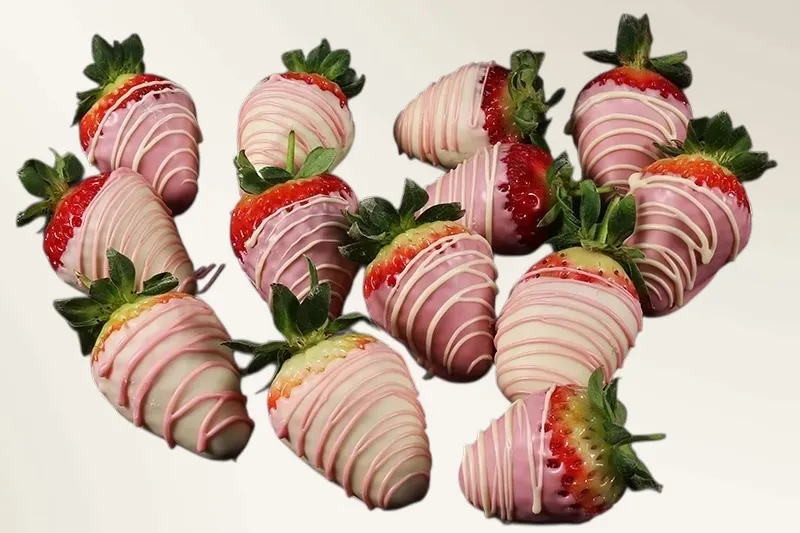 12 Pink and White Swirled Strawberries