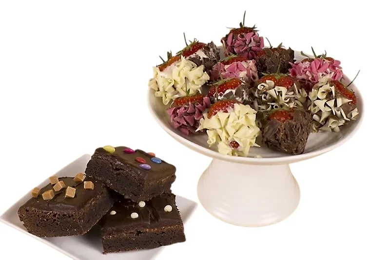 Party Time Brownies and 12 Gourmet Selection Dipped Strawberries