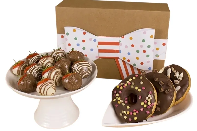 Assorted Doughnuts and Swirled Strawberries