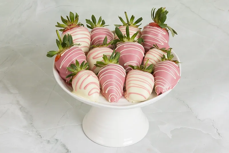 12 Fresh Pink and White Swirled Strawberries