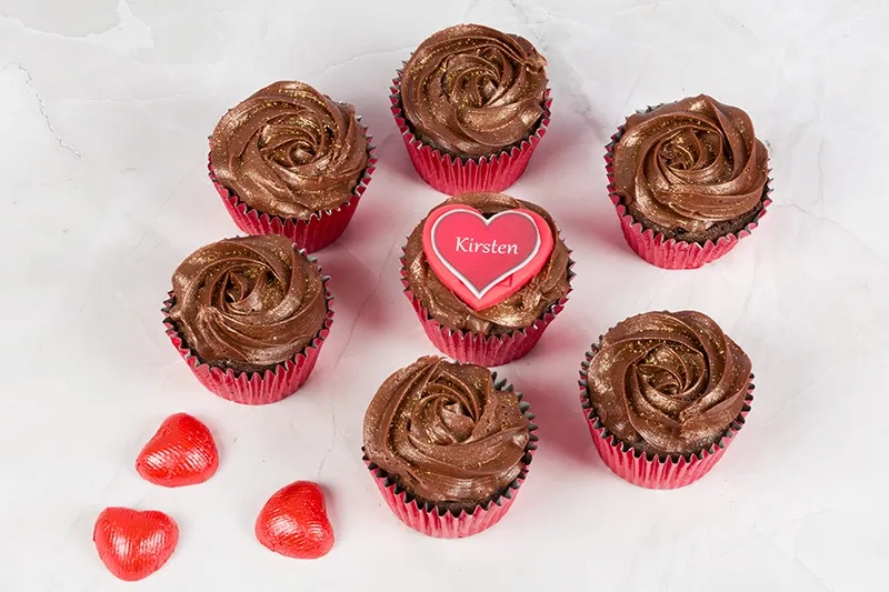 Glittered Chocolate Rose Cupcakes
